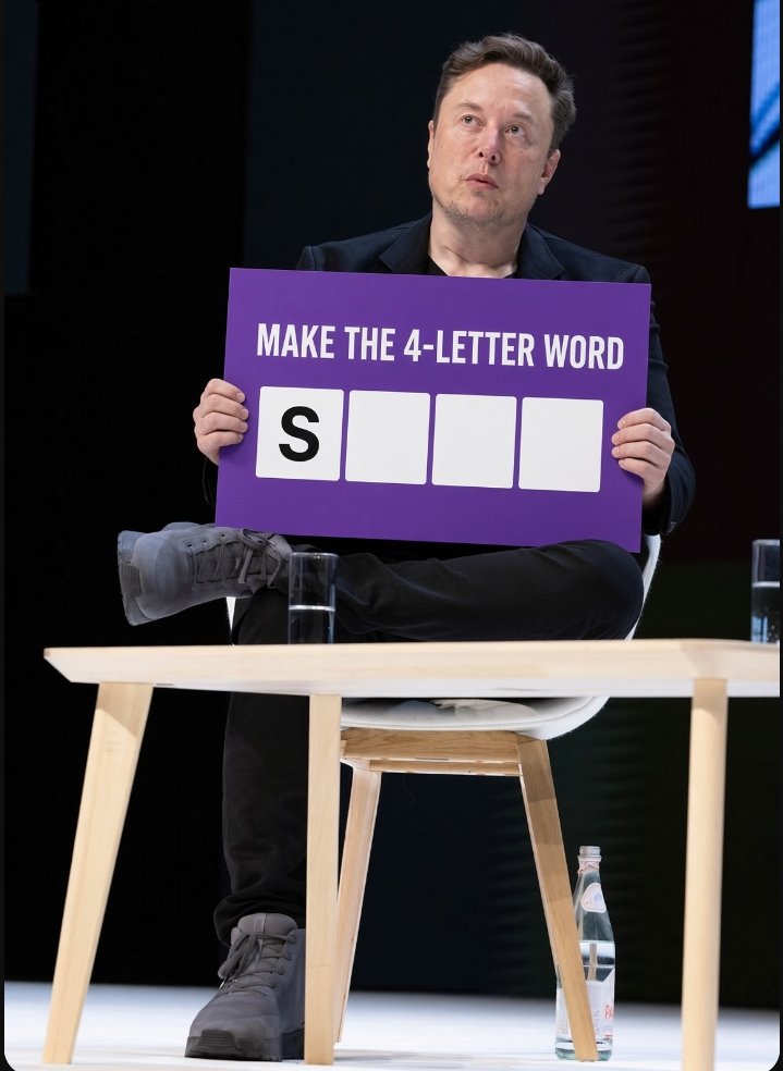 awan_12349110's tweet photo. Brain Challenge! S _ _ _ — Can you make a 4-letter word? 🔥
     $1,000 prize — what’s your answer? 💸 https://t.co/UQPQnPx5wX