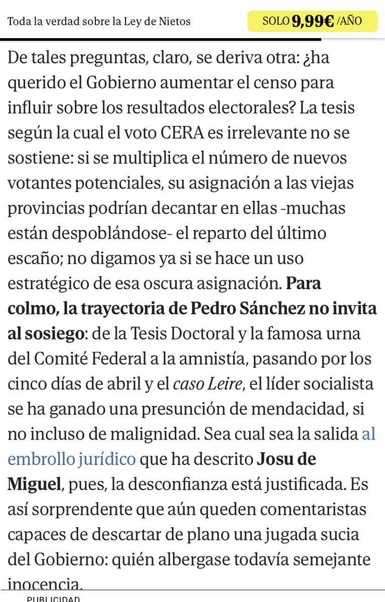 mtscano's tweet photo. De la presunción de mendacidad, y hasta de malignidad, que se ha ganado a pulso Sánchez. https://t.co/7dZettYUkF