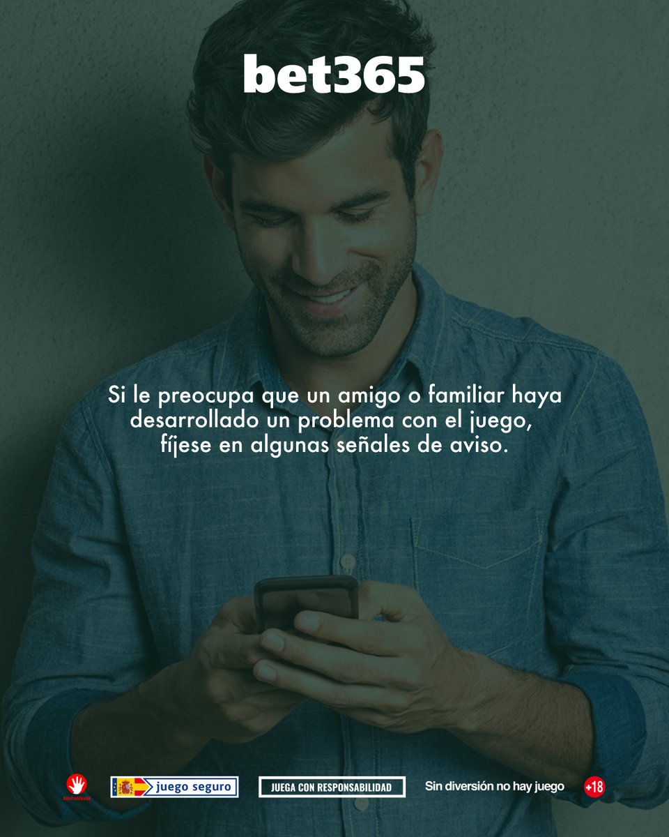 bet365_es's tweet photo. Si le preocupa que un amigo o familiar haya desarrollado un problema con el juego, visite nuestra sección de Juego Responsable donde podrá revisar las posibles señales de alarma.