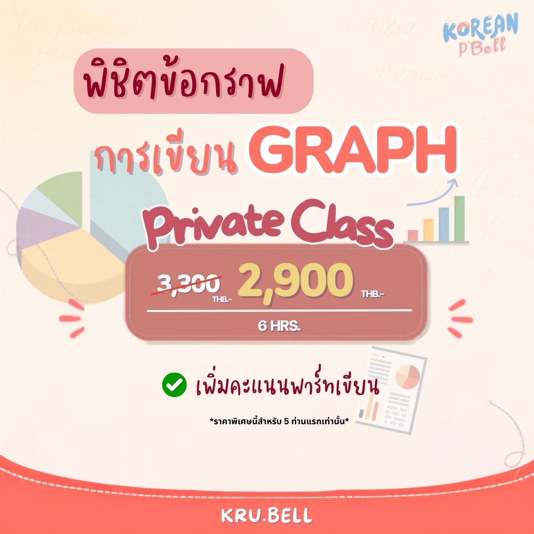 koreanpbell's tweet photo. 📊 อยากเก็บข้อ 53 TOPIK II ให้ได้ 25–30 คะแนน ต้องฝึกให้ถูกจุด!

Private Class ฝึกเขียนกราฟ 6 ชั่วโมง ตั้งแต่พื้นฐานจนถึงโจทย์ซับซ้อน พร้อมฝึกจับเวลาและปรับแก้งานเขียนรายบุคคล ✍🏻

🔥 พิเศษ 2,900 บาท สำหรับ 5 คนแรก
เรียนได้ทั้ง Online / On-site

#TOPIKII #เรียนภาษาเกาหลี https://t.co/0keDHGma49