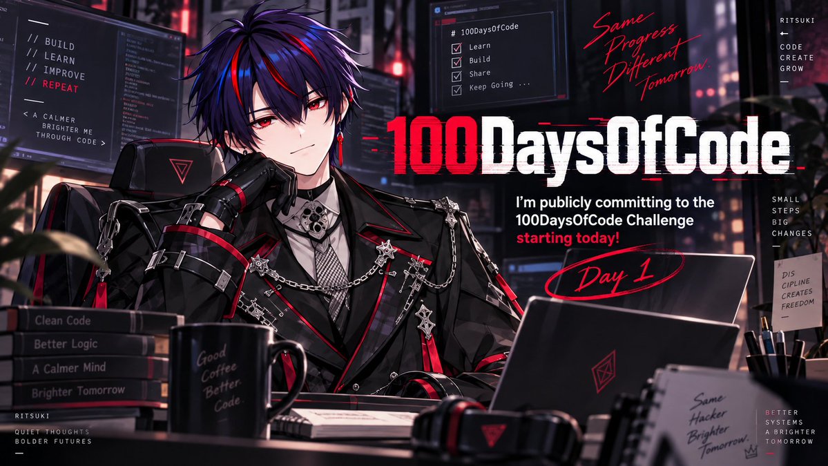 Ritsukianri's tweet photo. I'm publicly committing to the 100DaysOfCode Challenge starting today! Learn More and Join me! hey @ka11away https://t.co/utNWKkHAfi #100DaysOfCode https://t.co/OnHjUu6iY5