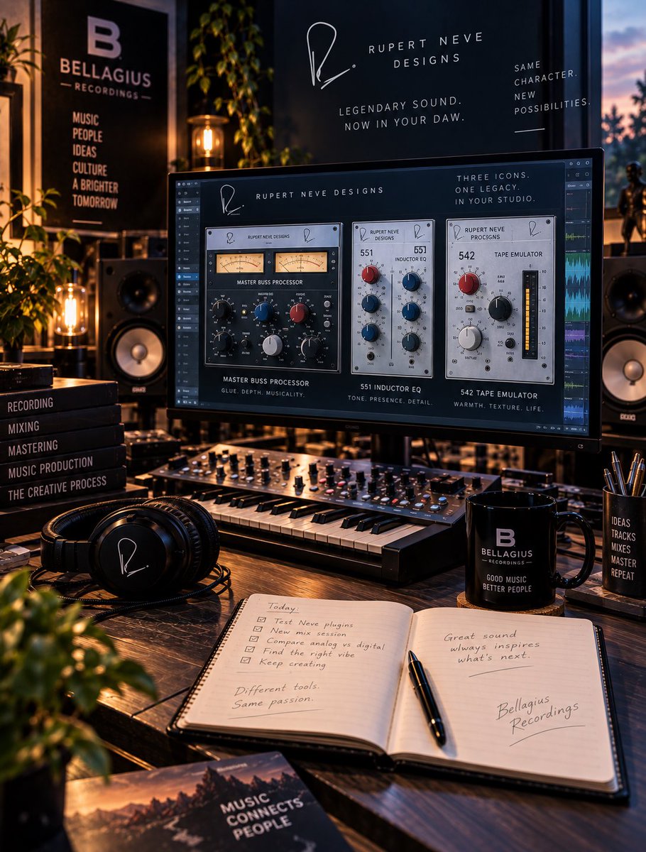 beshopstudio's tweet photo. Rupert Neve Designs has released its first-ever software plugins, bringing digital versions of the Master Buss Processor, 551 Inductor EQ and 542 Tape Emulator into the DAW. 
Classic studio character is moving inside the computer. https://t.co/cluGB2dMxl
