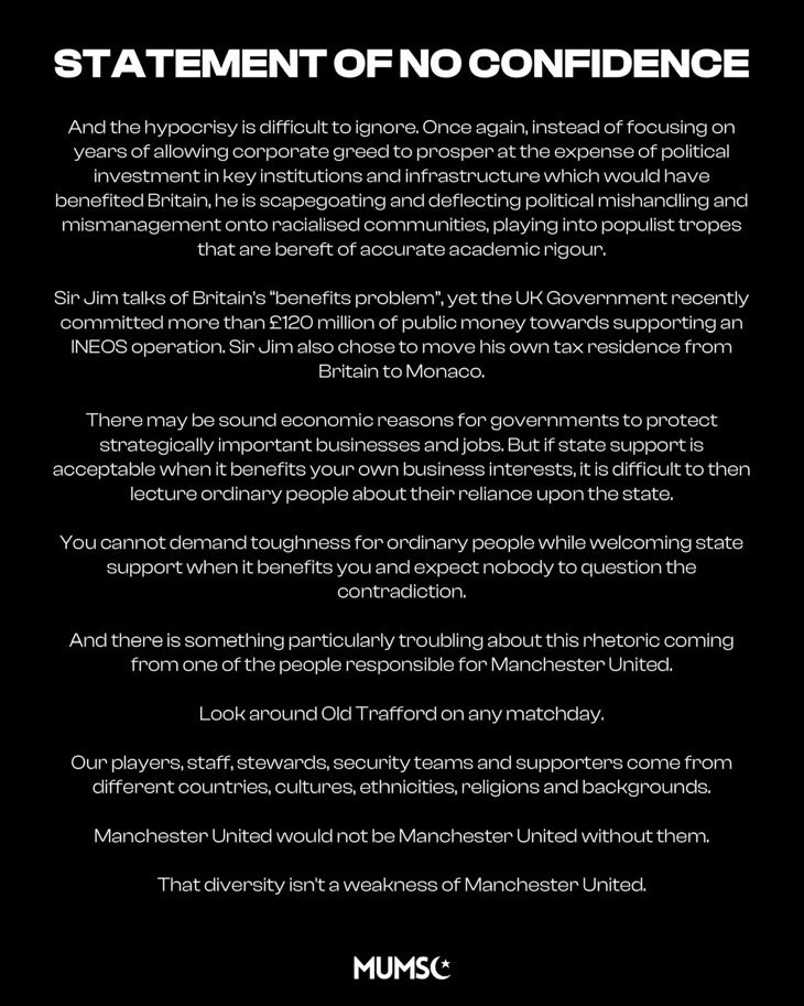 SimplyUtd's tweet photo. 🚨 Statement Of No Confidence!

Muslim Manchester United [@mum_sc] 👏 https://t.co/UBjhAawXmX