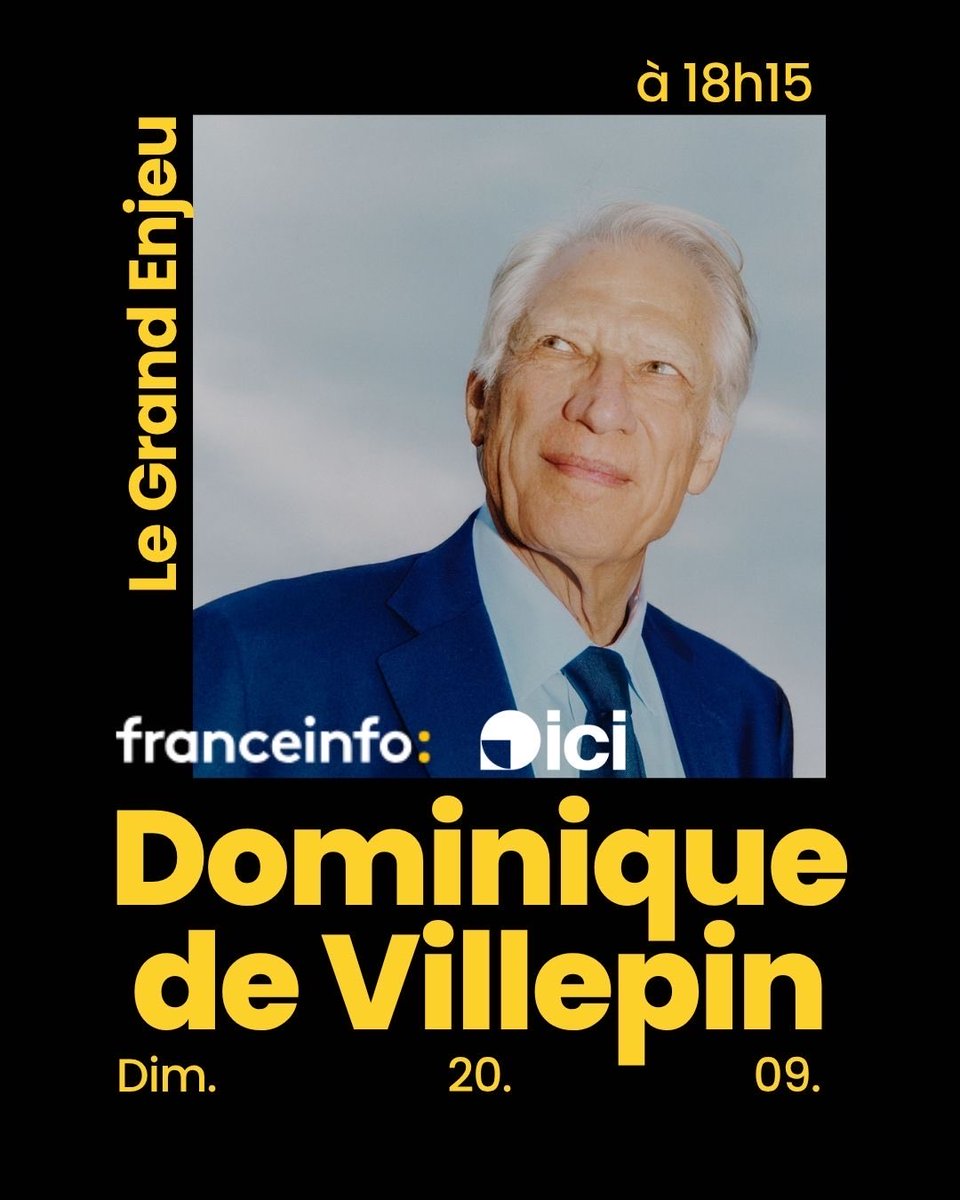 Villepin's tweet photo. À ce soir 18h15 sur @franceinfo ! https://t.co/qGM73WZVE1