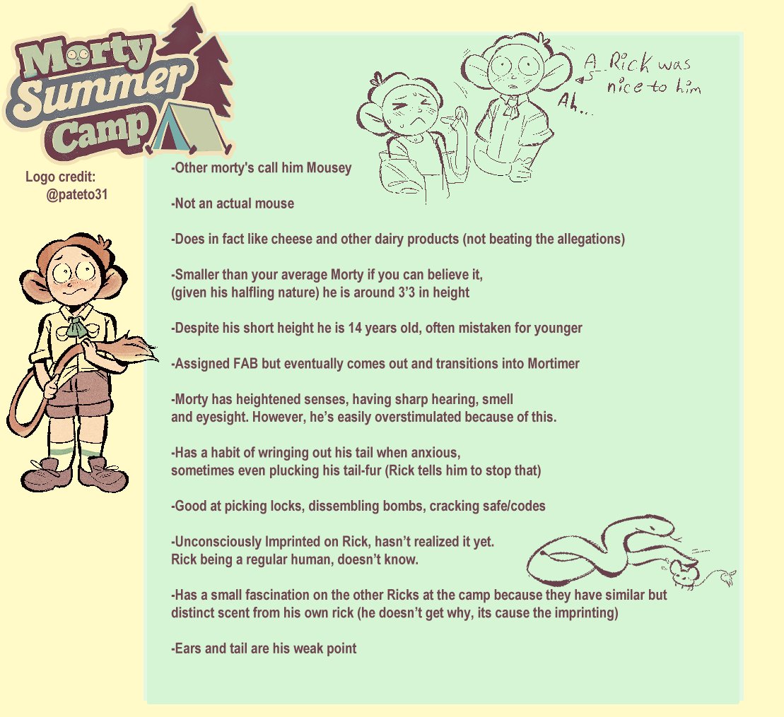 Adorinku's tweet photo. small but strong headed, halfling morty has come to camp!🐁 please watch your step! #mortysummercamp https://t.co/xx6s0ca2Ro