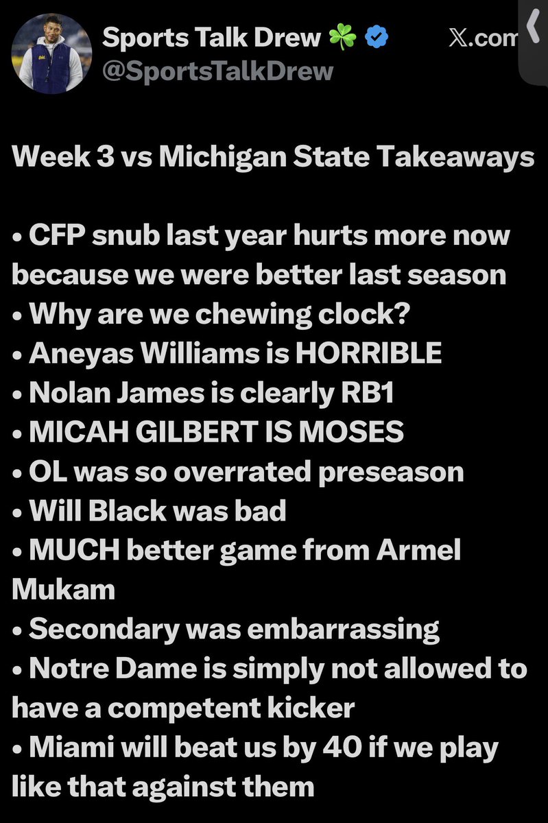 Hurricanesmj33's tweet photo. @WestIrish02 I like this guys honesty better. ND, not very good this year. https://t.co/dchKIIm77b