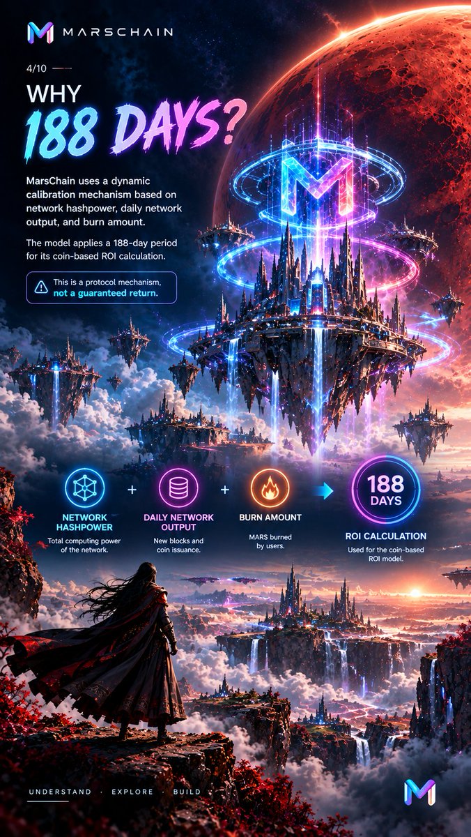 cryptoname_web3's tweet photo. @MarsChainDAO Why 188 days?

MarsChain uses a dynamic calibration model based on :

• Network hashpower
• Daily network output
• Burn amount
The model uses a 188-day period for its coin-based ROI calculation

⚠️ Protocol mechanism, not a guaranteed return https://t.co/vdJGQuEfPb