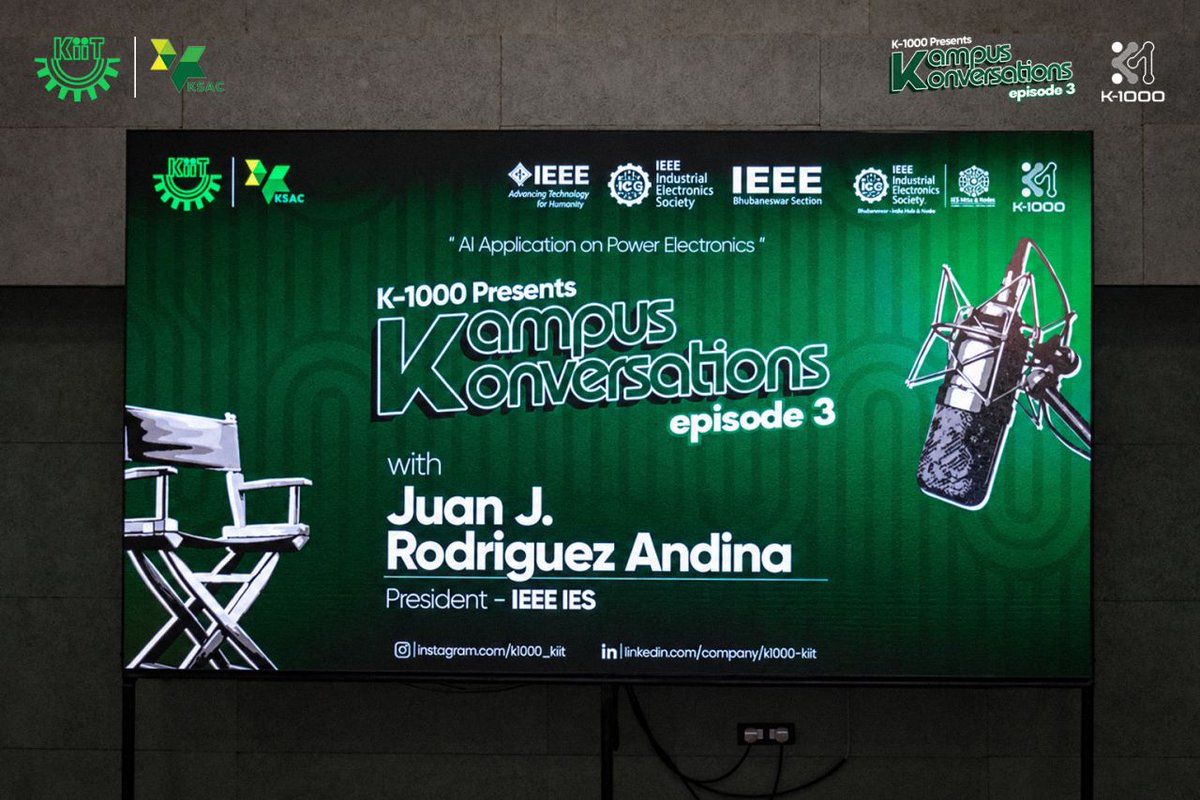 DrVimalShri's tweet photo. 🚀 Kampus Konversations | Episode 3 — Connecting Ideas, Inspiring Innovation

K-1000, in collaboration with IEEE IES Bhubaneswar Hubs &amp; Nodes, is delighted to share the successful completion of Kampus Konversations | Episode 3.

#K1000 #KIITUniversity #KSAC #IEEE #IEEEIES https://t.co/VNlPmPGxRa