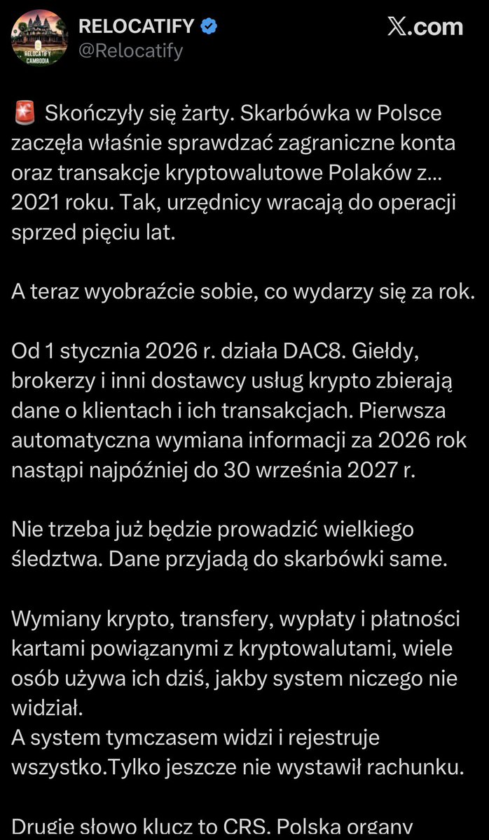 EAesthete133's tweet photo. A tu @Relocatify znowu nagania na rachunki „bez CRS” w Kambodży. Już mnie zablokował za zwrócenie na to uwagi, więc ponawiam ostrzeżenie dla nieświadomych:

Posiadanie konta w kraju nie należącym do EWG, jeśli się w nim nie mieszka na stałe, wymaga zgody NBP i regularnego raportowania stanu tego konta. Zaniechanie tego jest przestępstwem karanym grzywną lub pozbawieniem wolności do lat 2. Polecam lekturę ustawy Prawo Dewizowe.