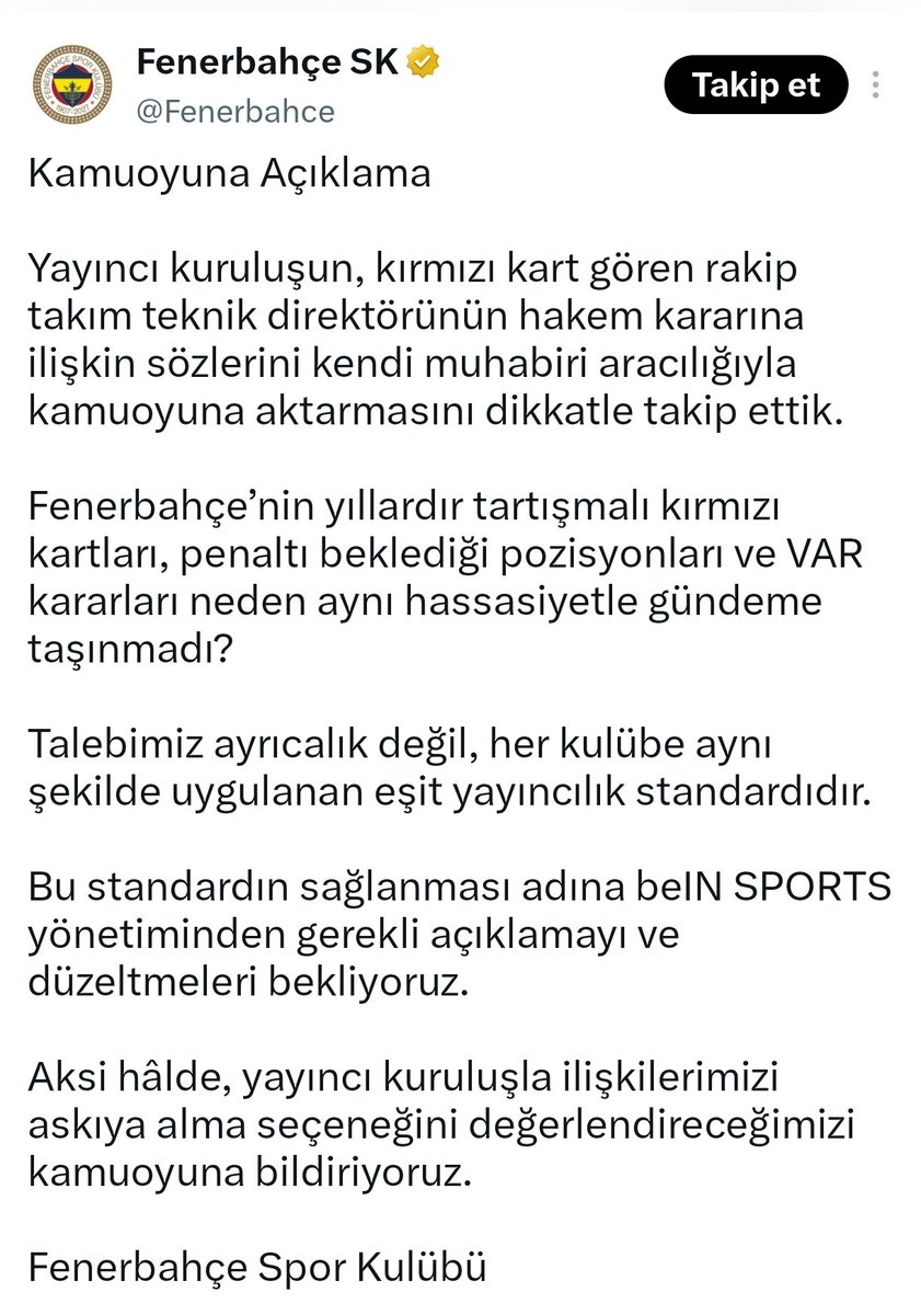 _vlknylmz's tweet photo. Bunun bir tık üstü ligden çekiliriz tehditi.  

Yayıncı kuruluş ile İlişkisini askıya alacakmış.. Ne yapacaksınız tweet mi atacaksınız mesela? 🤣 https://t.co/ROdPAK4Ufn