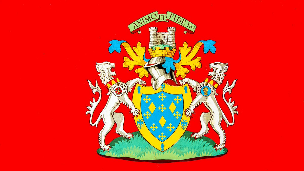 MoTGM's tweet photo. One aspect that a lot of our visitors enjoy is looking for the crest, or coat of arms, on the sides of the 'Corporation' buses in our collection. They're almost works of art, and each town has a different design. Do you know whose crest this is? And what 'Animo Et Fide' means? https://t.co/HEc2oUWs1V