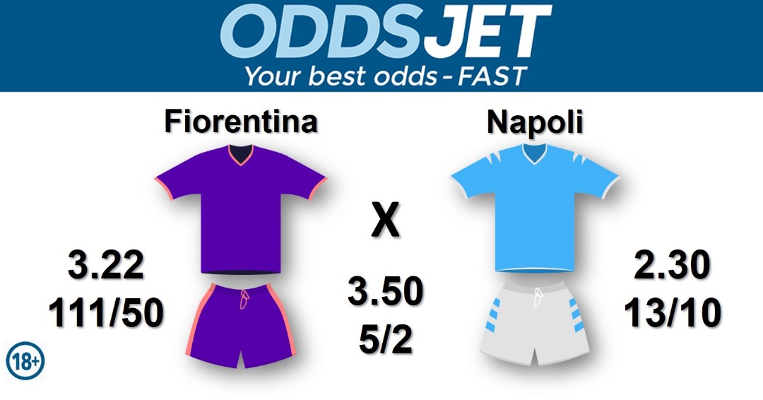 oddsjet's tweet photo. #SerieA
#SerieATIM
#SerieAEnilive
#FiorentinaNapoli
#Fiorentina #Viola #ACFFiorentina #ForzaViola vs. #SSCNapoli #ForzaNapoliSempre #Napoli #ProudToBeNapoli Get your best odds - fast at Oddsjet https://t.co/QUmzYbPquF