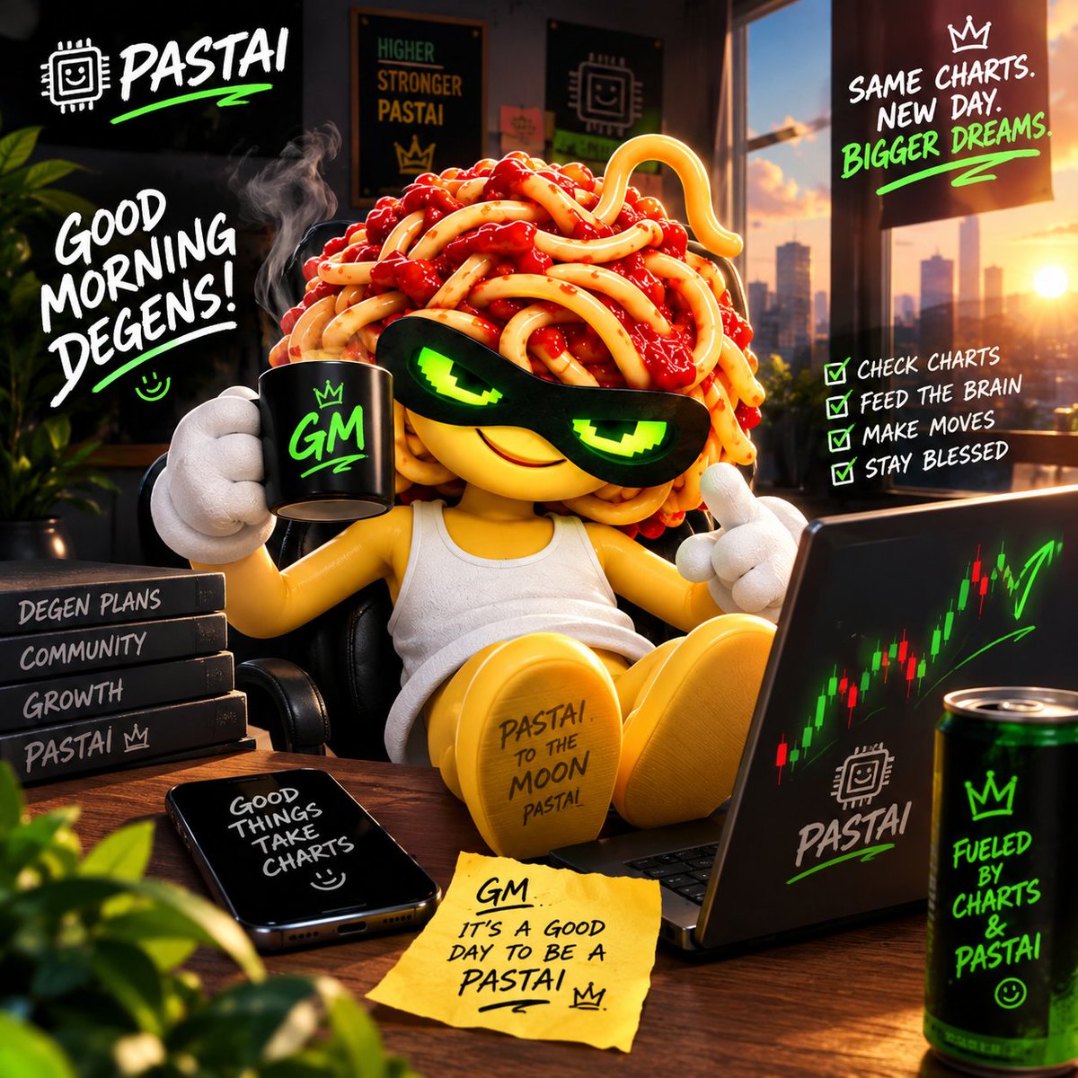 Web_WALE's tweet photo. GM Degens 🍝🔥

Brand new day, same mission "WE COOK". 🧠🍝

If $PASTAI isn’t on your timeline yet, what are you even doing? 👀

GM to the real ones. 🫡
Higher. Stronger. PASTAI. 🚀🍝

Join Up now and don't miss out !
https://t.co/EbTjXykGET https://t.co/47HoS5YGGu
