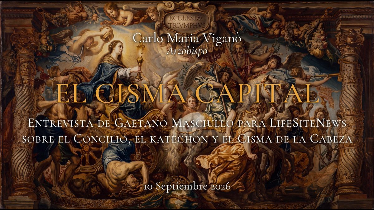 CarloMVigano's tweet photo. Cuando un Pontífice utiliza la autoridad que se le ha conferido ad ædificationem para demoler lo que esa autoridad está llamada a proteger —la doctrina, la liturgia, la disciplina, la propia constitución monárquica y jerárquica de la Iglesia—, se pone en contradicción con su propio munus. Ya no es el siervo del Papado: es el primer adversario, porque ningún enemigo externo podría herir tanto a la Iglesia como aquel que la hiere desde dentro revestido con la túnica de Pedro.

(Entervista de Gaetano Masciullo por LifeSiteNews, primera parte)
https://t.co/b0bJWLlyVE