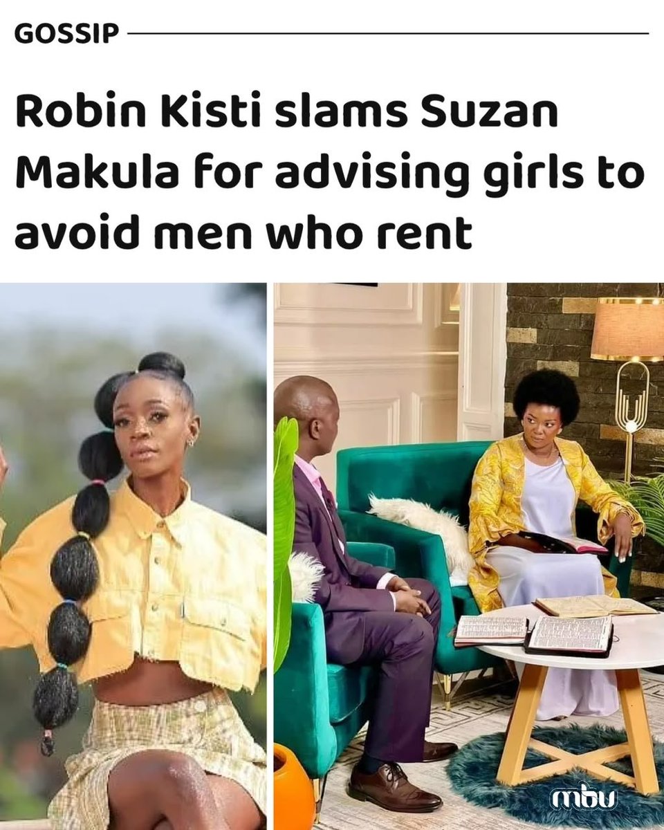 MBU's tweet photo. Robin Kisti has challenged Suzan Makula's advice against dating men who are still renting. She argues that owning property is not easy in today's economy. 

What do you think? 💭

https://t.co/WPwBC4Wmd6 https://t.co/ekH4vUMaBJ