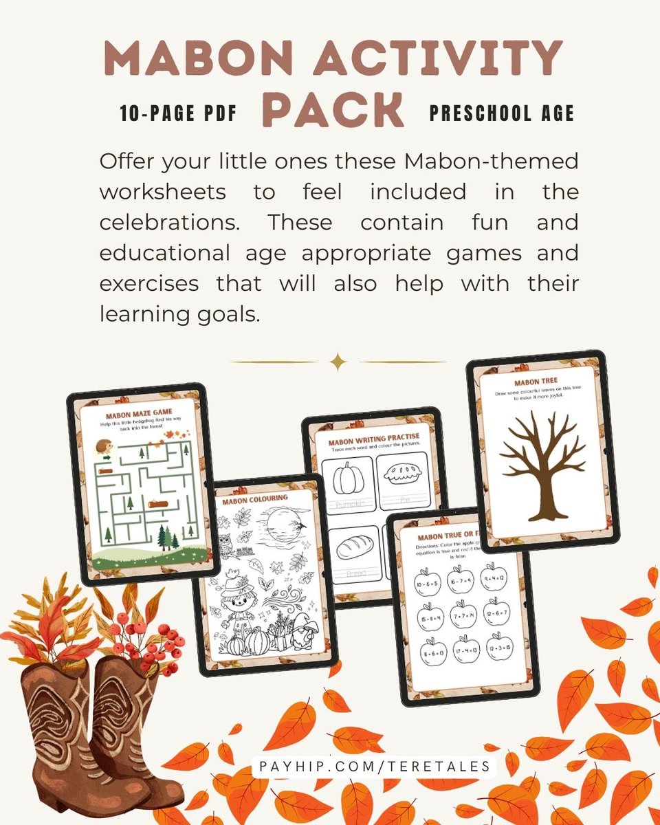 teretales's tweet photo. Celebrate the Autumn Equinox with your kids! This Mabon Activity Pack for preschool age kids is o filled with fun, educational fall-themed activities 🐿✨
https://t.co/3o1P9ZQuK9
#mabon #mabonforkids #mabonwithkids #paganmom #paganlife #WheelOfTheYear #WitchyMomma #sabbats https://t.co/9JDECSQ4Ay