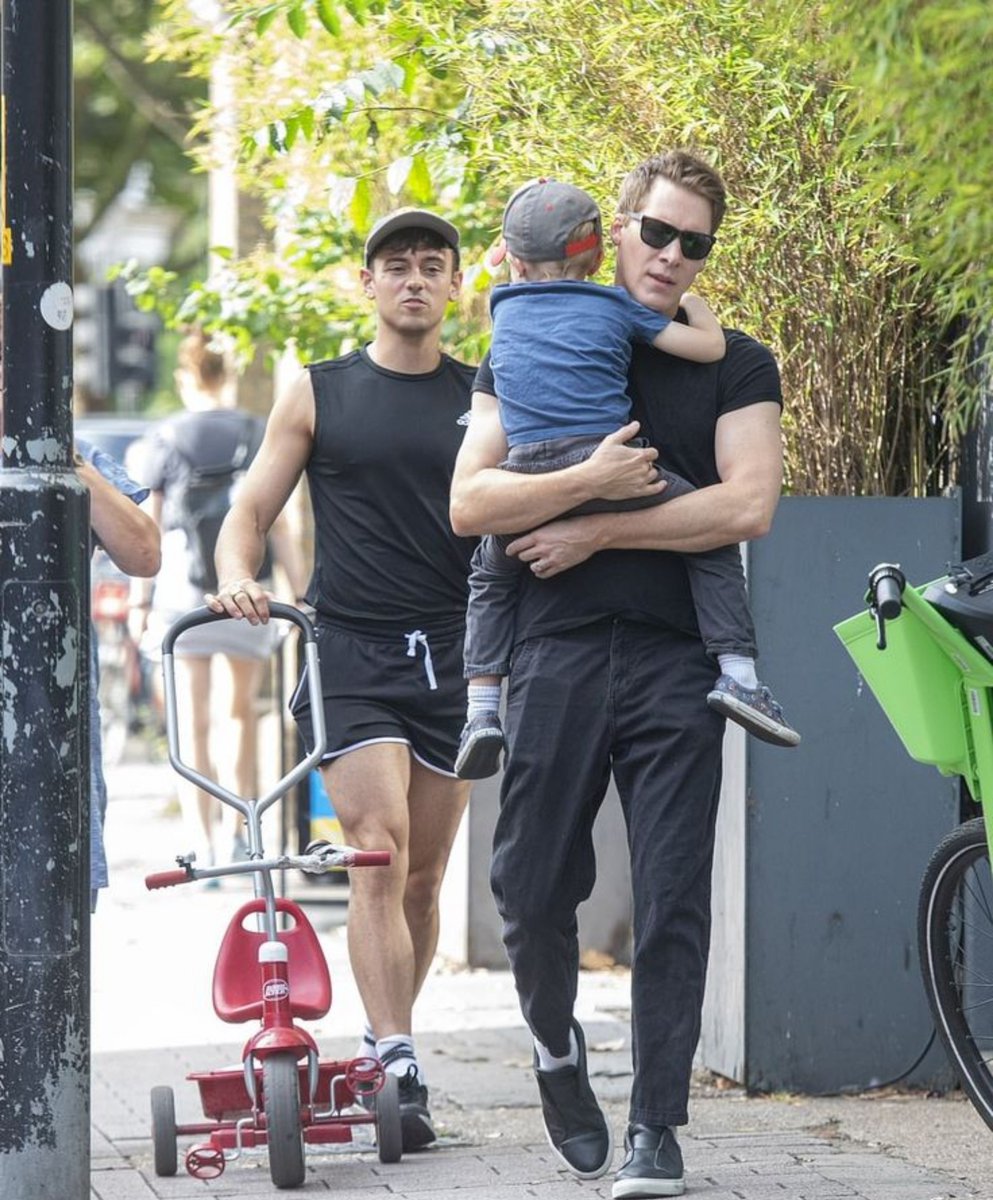Charismah411's tweet photo. Tom Daley alongside his husband,  Dustin Lance Black https://t.co/Yie8Q8rirA