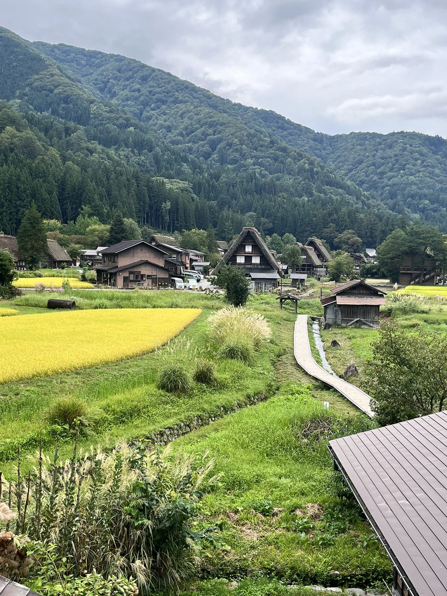 Coqlock's tweet photo. 今日は家族で白川郷に行ってきました。
明日は台風予報なので、今日晴れているうちに行くことに。
景色が綺麗で良いところでした。
和田家で展示されていた合掌造りのジオラマに見入っていました。 https://t.co/s78OhFpWh3