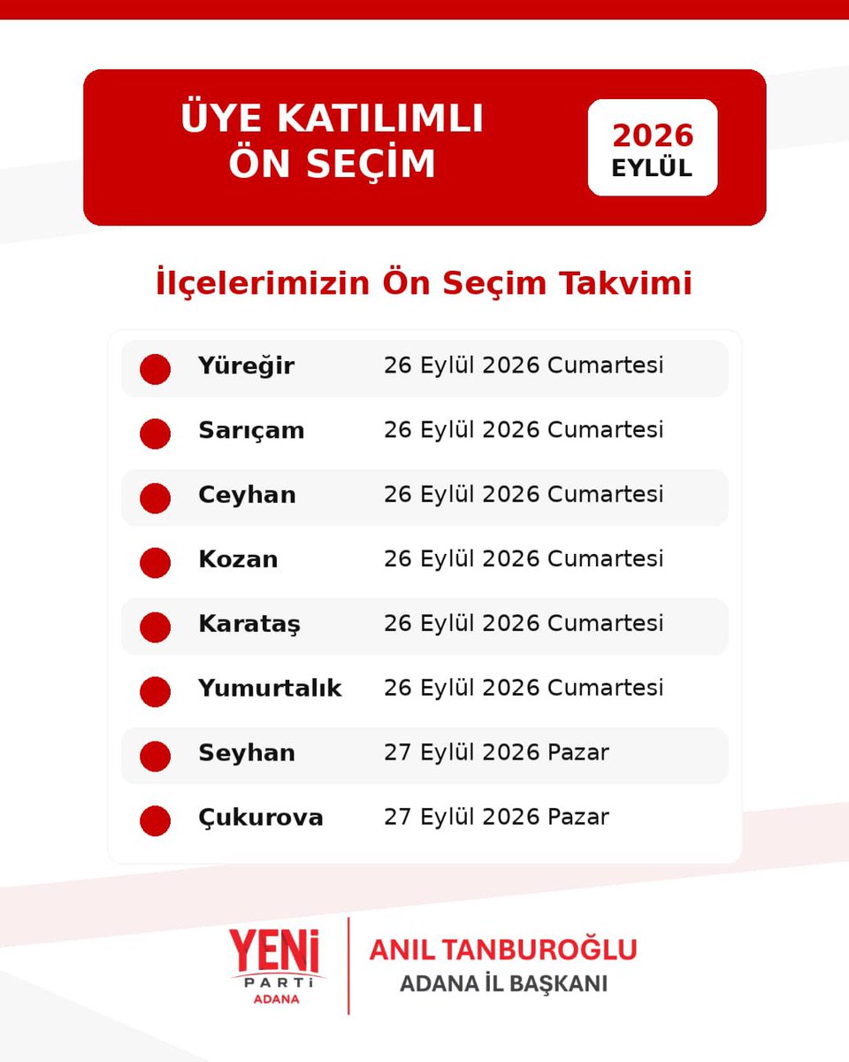 aniltanburoglu's tweet photo. İlçe başkanlığı seçimlerimiz için üye katılımlı ön seçim tarihlerimiz belirlenmiştir.
Tüm üyelerimizi parti içi demokrasiye sahip ��ıkmaya, oy kullanmaya davet ediyoruz. https://t.co/JxVyLQns3W