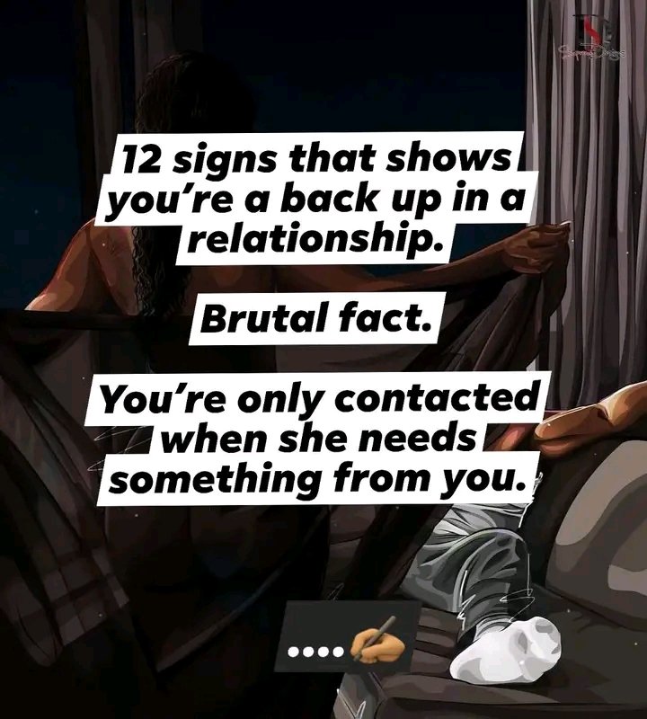 mentormqsculus's tweet photo. 12 signs that shows you’re a back up in a relationship.

Brutal fact. https://t.co/7AsVQ2MEyp
