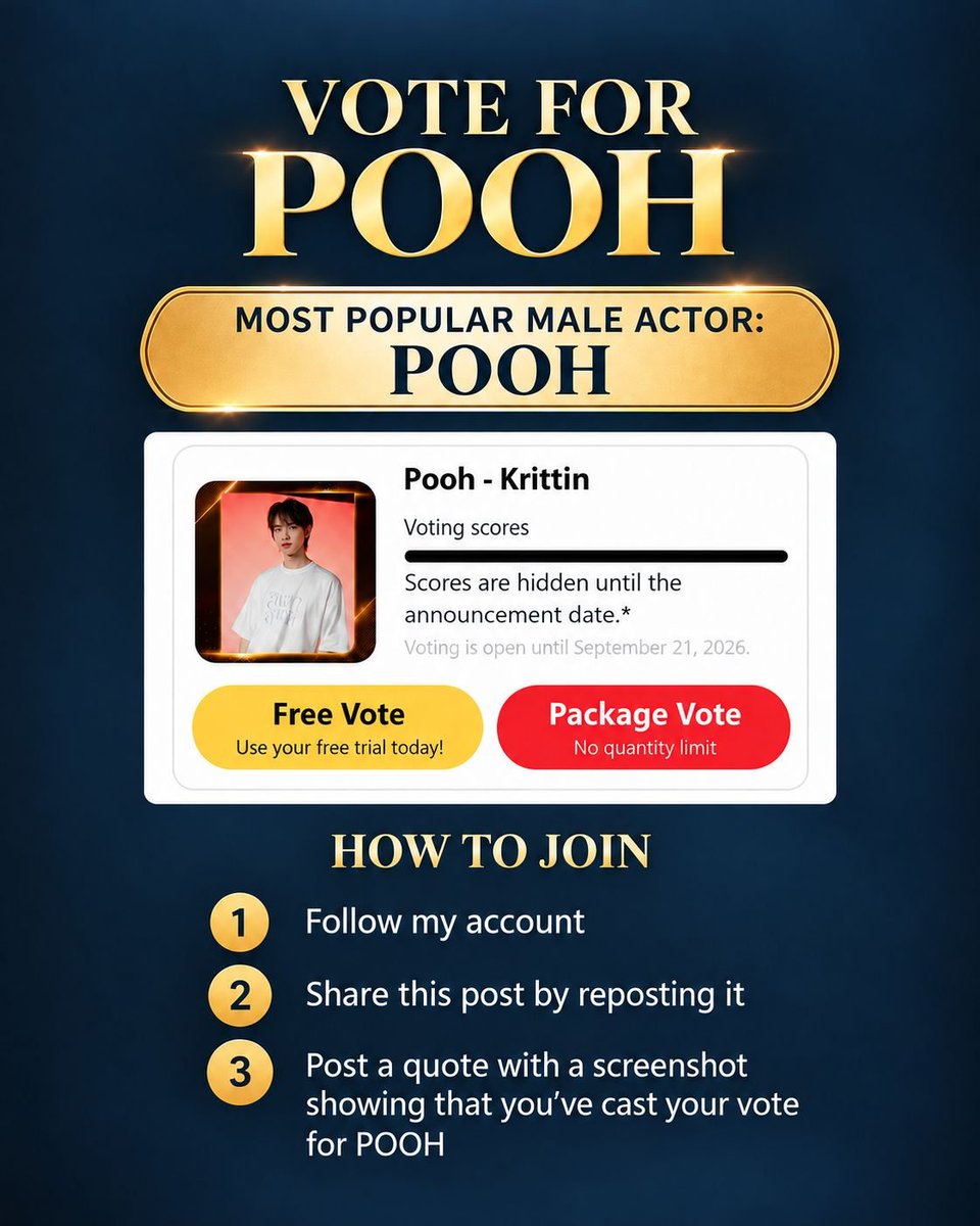 neythe_07's tweet photo. 🎁FEED X KHAOSOD AWARDS GIVEAWAY 🎁

Let’s show our full support for POOH! 
If POOH wins at the FEED X KHAOSOD AWARDS, one lucky supporter will have a chance to receive a magazine as a special prize! 🥳✨

💫 HOW TO JOIN 
◆ Follow my account
◆ Repost this post
◆ Quote this post with a screenshot showing that you have voted for POOH
That’s it! One eligible participant will be selected randomly through a lucky draw. 🎉

Every vote counts, so let’s keep voting, keep supporting, and cheer for POOH until the very end! 
Good luck to everyone joining! 🩷🩷

#VoteForPooh
#ppoohkt #PooHHooPers
#poohpavel #BabeHooPers