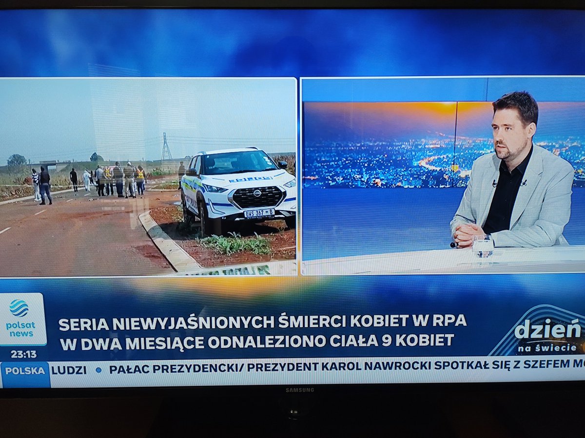 FKUrbanski's tweet photo. Wczoraj po raz kolejny, reprezentując @WNPiSM i Polskie Towarzystwo Afrykanistyczne, komentowałem w programie @DzienNaSwiecie w @PolsatNewsPL najnowsze wydarzenia w Afryce. Tym razem falę przemocy wobec kobiet w Republice Południowej Afryki. #Afryka #RPA #Africa #RSA https://t.co/hVLfACrtuG