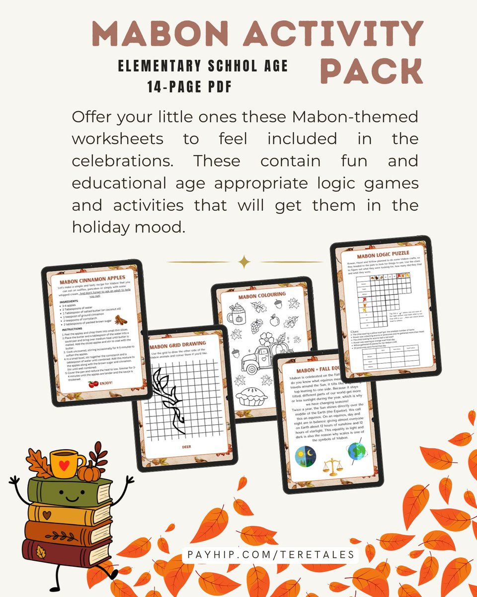 teretales's tweet photo. Celebrate the Autumn Equinox with your kids! This Mabon Activity Pack for elementary school age kids is filled with fun, educational ways to explore the second harvest🍎✨
https://t.co/BL2T783axm
#mabon #mabonforkids #mabonwithkids #paganmom #paganlife #WitchyMomma #sabbats https://t.co/plTDdbkbxy