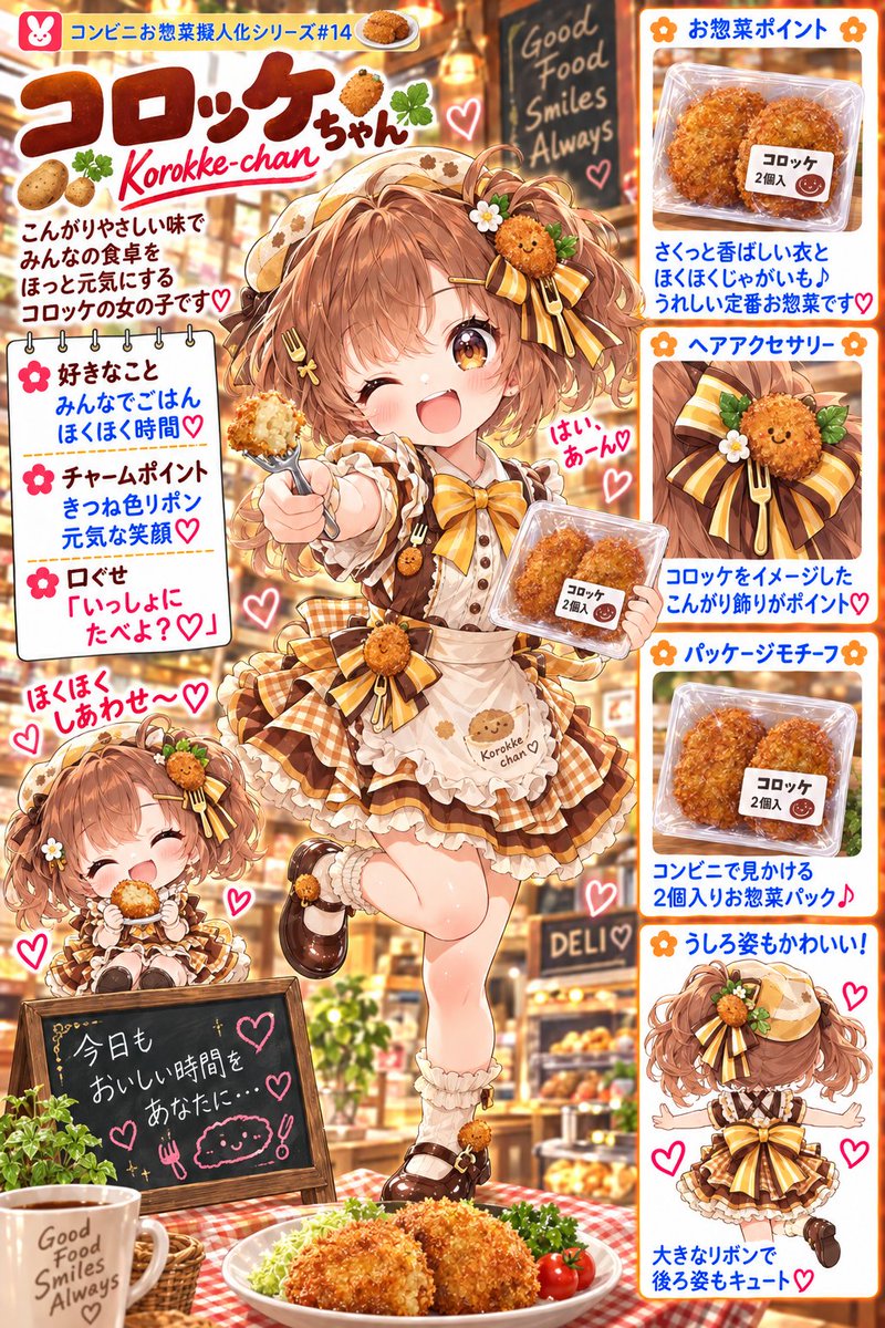 UhuqSXhiHm20234's tweet photo. 【コンビニ食べ物擬人化の会】コロッケちゃん🍽️🥔 https://t.co/VrNe4nJkaS