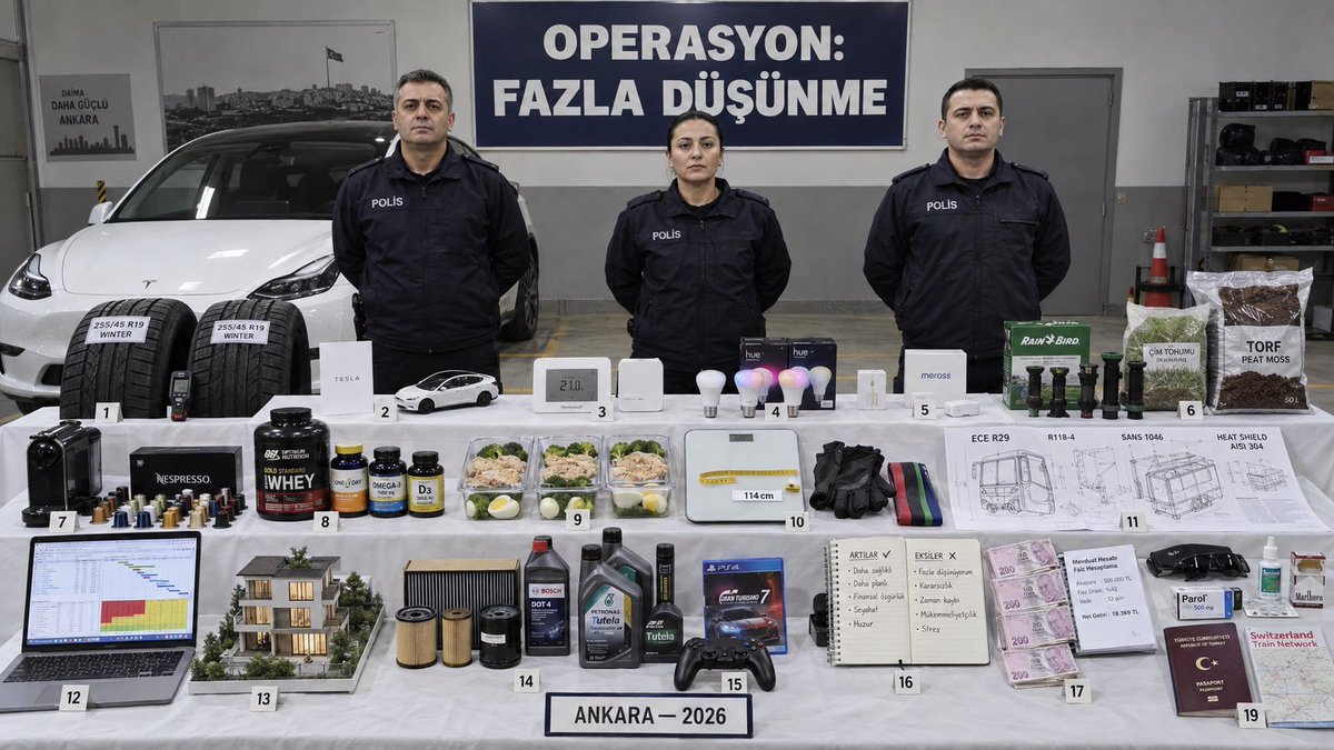 unknownplayerjj's tweet photo. Prompt: “Polis memurları, son ev baskınında ele geçirilen eşyaların önünde duran bir fotoğraf oluşturun. Ele geçirilen eşyalar, benim hakkımda bildiğiniz her şeyi temel alarak oluşturulmuş olsun” https://t.co/O5MuCk5Wi7