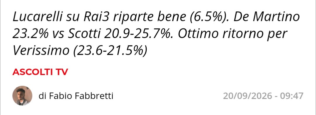 MasterAb88's tweet photo. Fabbretti vede la pagliuzza (i 10 minuti della Ruota), ma non la trave. BLU NOTTE HA 40 MINUTI DI ANTEPRIMA AL 4%. Sempre imparziale vedo 
#Ascoltitv https://t.co/CcdLPC3W1h
