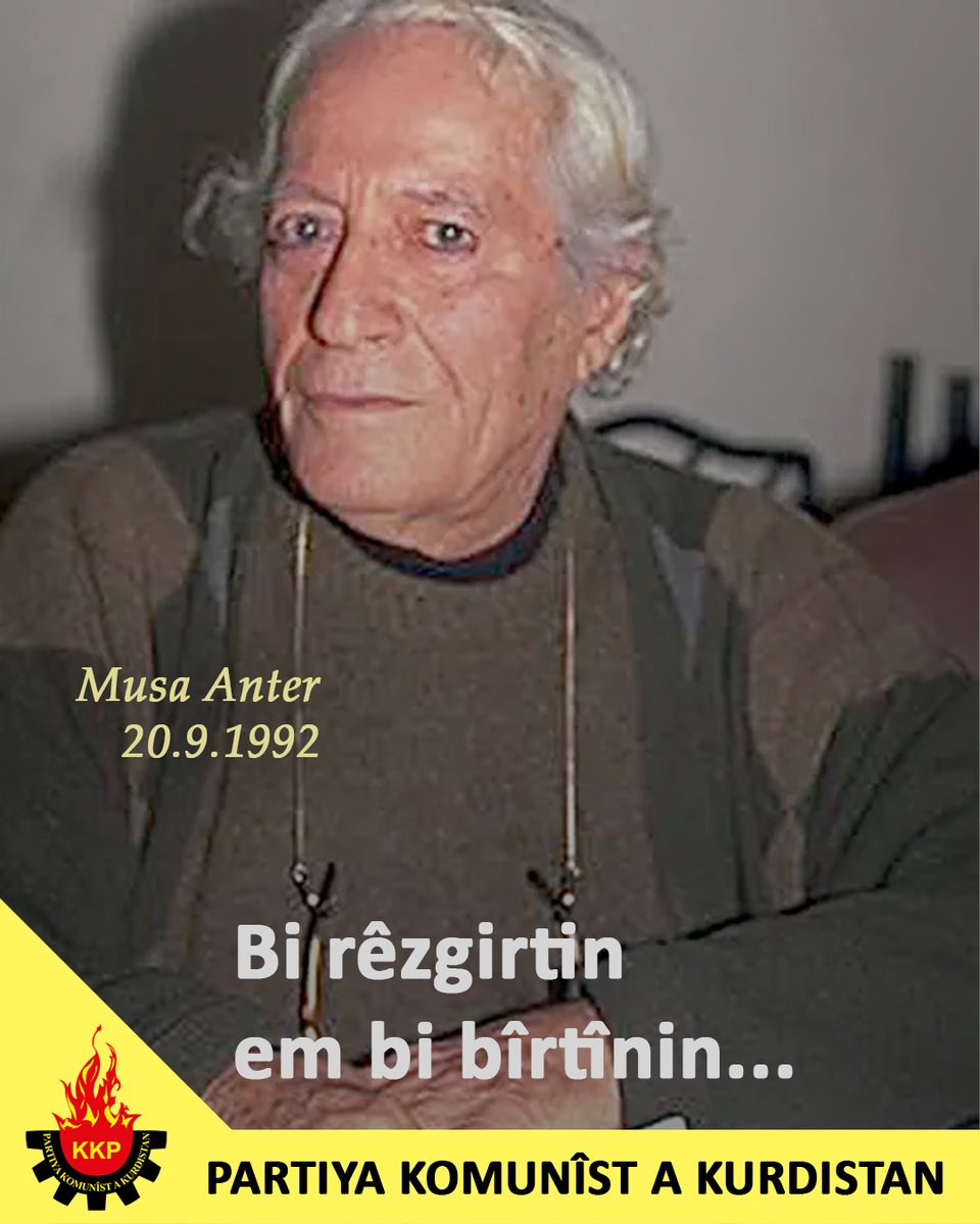 KKP_Gundem's tweet photo. Bi rêzgirtin em bi bîrtînin...🕯️

Musa Anter - 20.9.1992 https://t.co/IjPeniz4KA