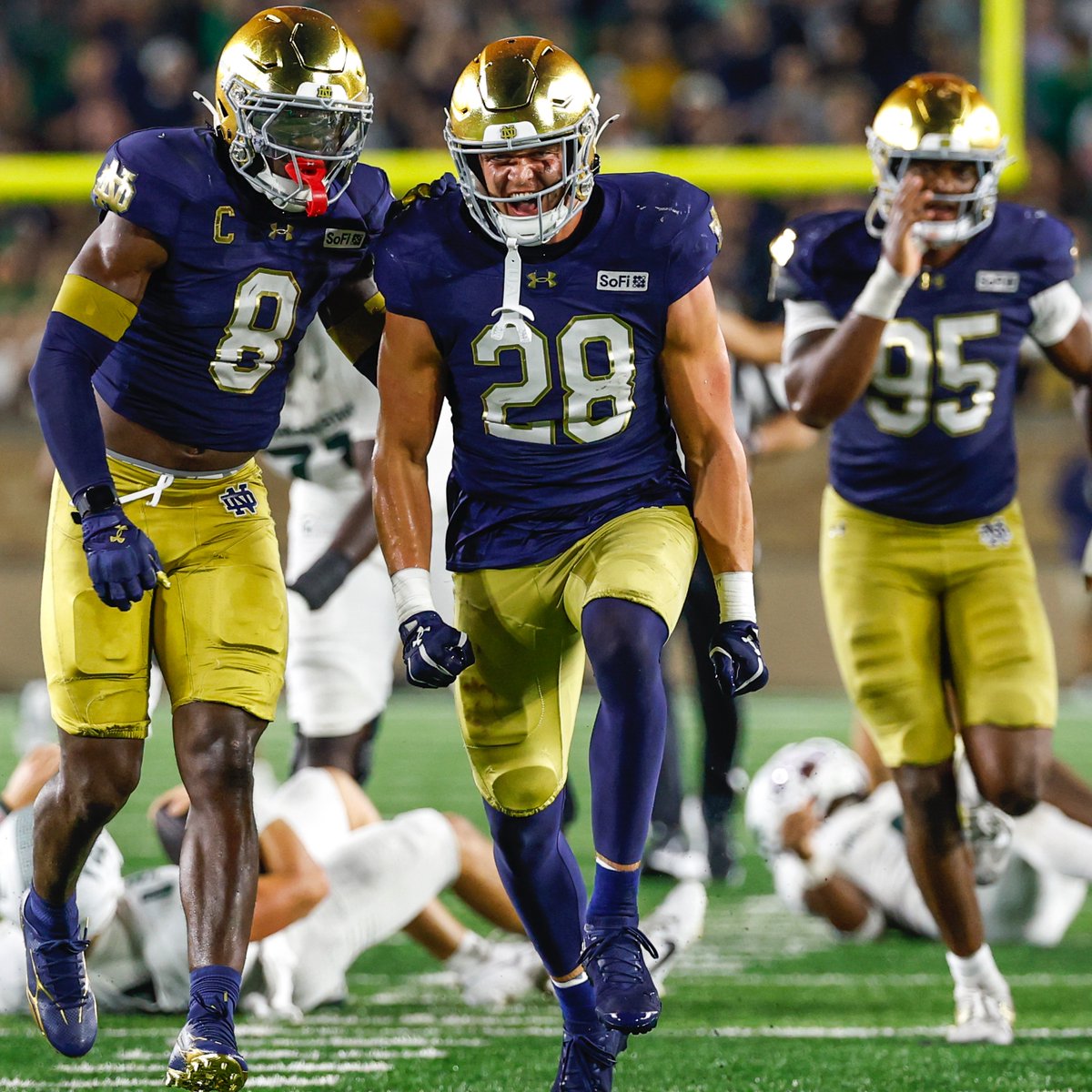 jacksoble56's tweet photo. Attention, Notre Dame opponents:

Relieved Brauntae Johnson isn't playing? Good for you. Here comes a 6-foot-4 menace with track speed and elite ball skills. MSU learned the hard way that Luke Talich is legit.

Five thoughts on the win, for @BGInews: https://t.co/ODylDUADHW https://t.co/i9wb0MlU2K