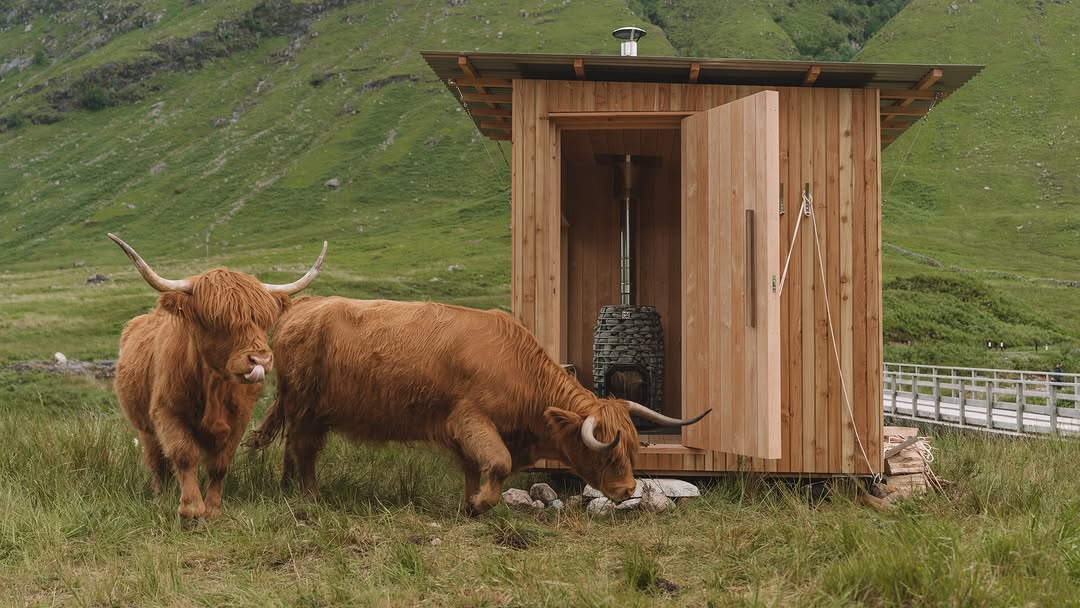 sosa_mi's tweet photo. In the depths of Glen Etive, amidst the endless hum of cold rivers, a small sauna stays resilient in the storm. Made by @—a Leith, Edinburgh-based design-and-build company—this isn’t just any sauna. It’s meant to thrive here, among the mist-laden pea... https://t.co/AL57mCcvv7