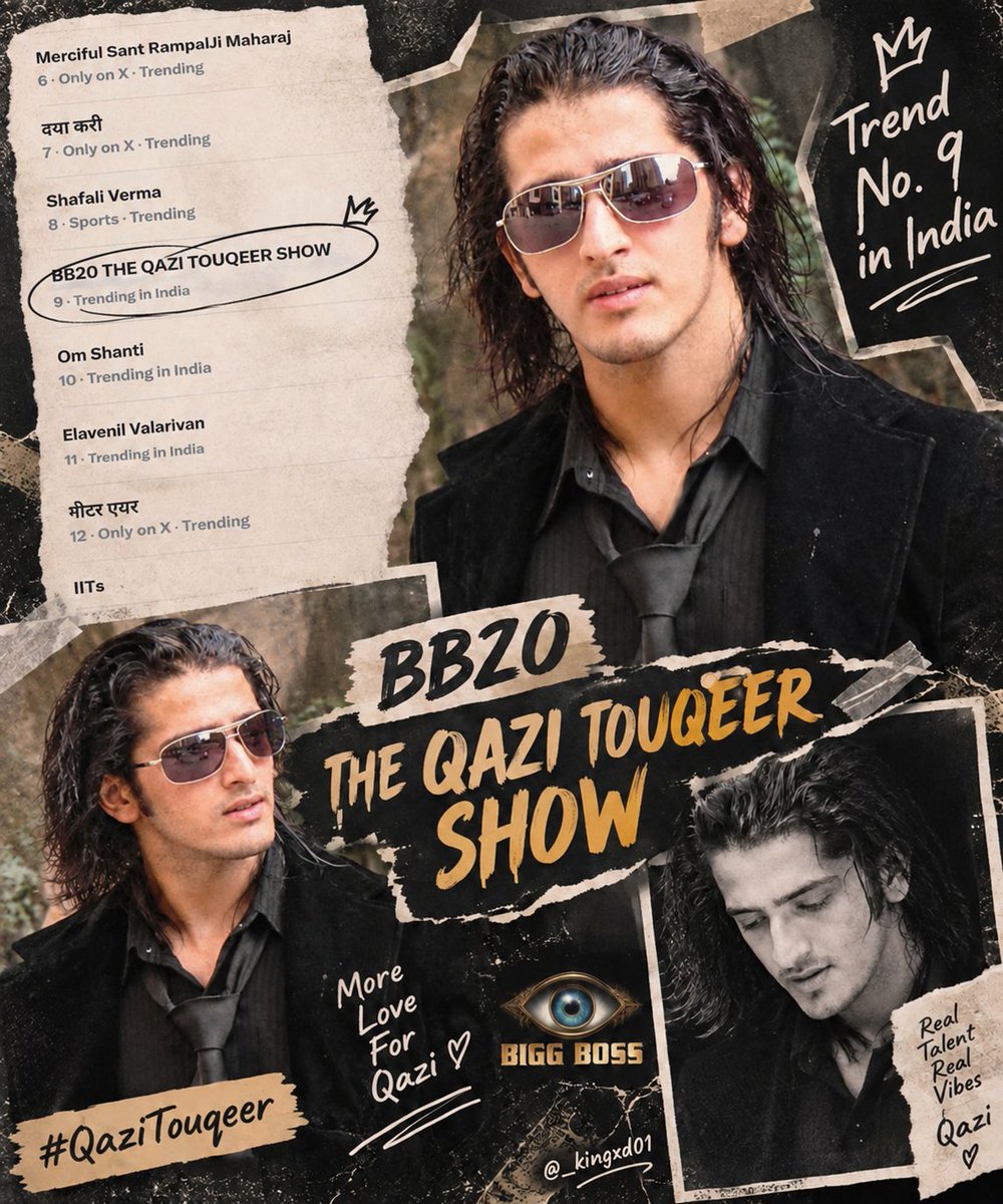 _Kingxd01's tweet photo. Congratulations Qazi fam! ❤️ Qazi is trending at #9 in India! 🔥

Keep supporting him like this and show the love. 

If you’re participating in the trend, RETWEET and let’s make it even bigger !!

BB20 THE QAZI TOUQEER SHOW

#QaziTouqeer https://t.co/i2NTUPoRXF