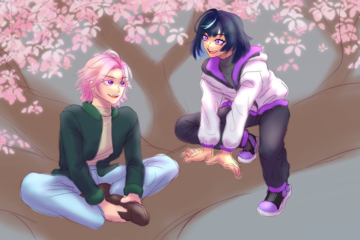 Rose_the_fox's tweet photo. [こはエス, kohaesu]
#RareStarsFall2026 Day 7, prompt: Autumn/spring 
I think they'd climb trees and play with sticks together all day if they could https://t.co/VmZQDRmp6x