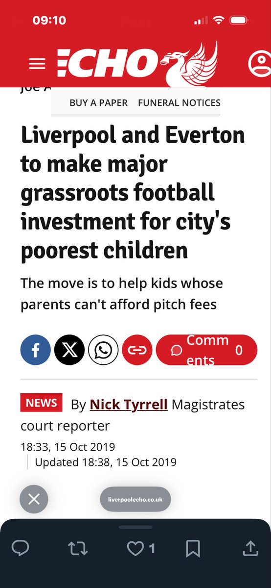 Kenny9Saunders's tweet photo. This Story made the papers 6 years ago but the money promised still hasn’t yet reached grassroots football in this footballing City #LFC #EFC The £450k promised would make a massive difference to those kids/families who are struggling to pay their monthly football subs https://t.co/Lua2cGngci