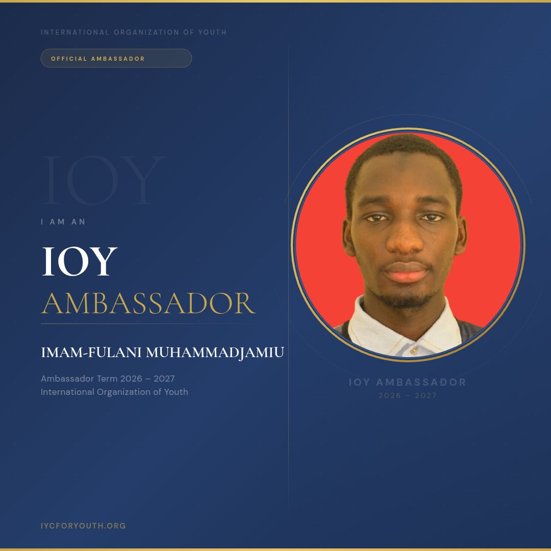 ImamFulanii's tweet photo. I'm excited to share that I’ve been selected as an IOY Ambassador for 2026–2027! Looking forward to connecting with fellow leaders and contributing to the movement. @iycforyouth #IOYAmbassador https://t.co/cbTUoWAXso
