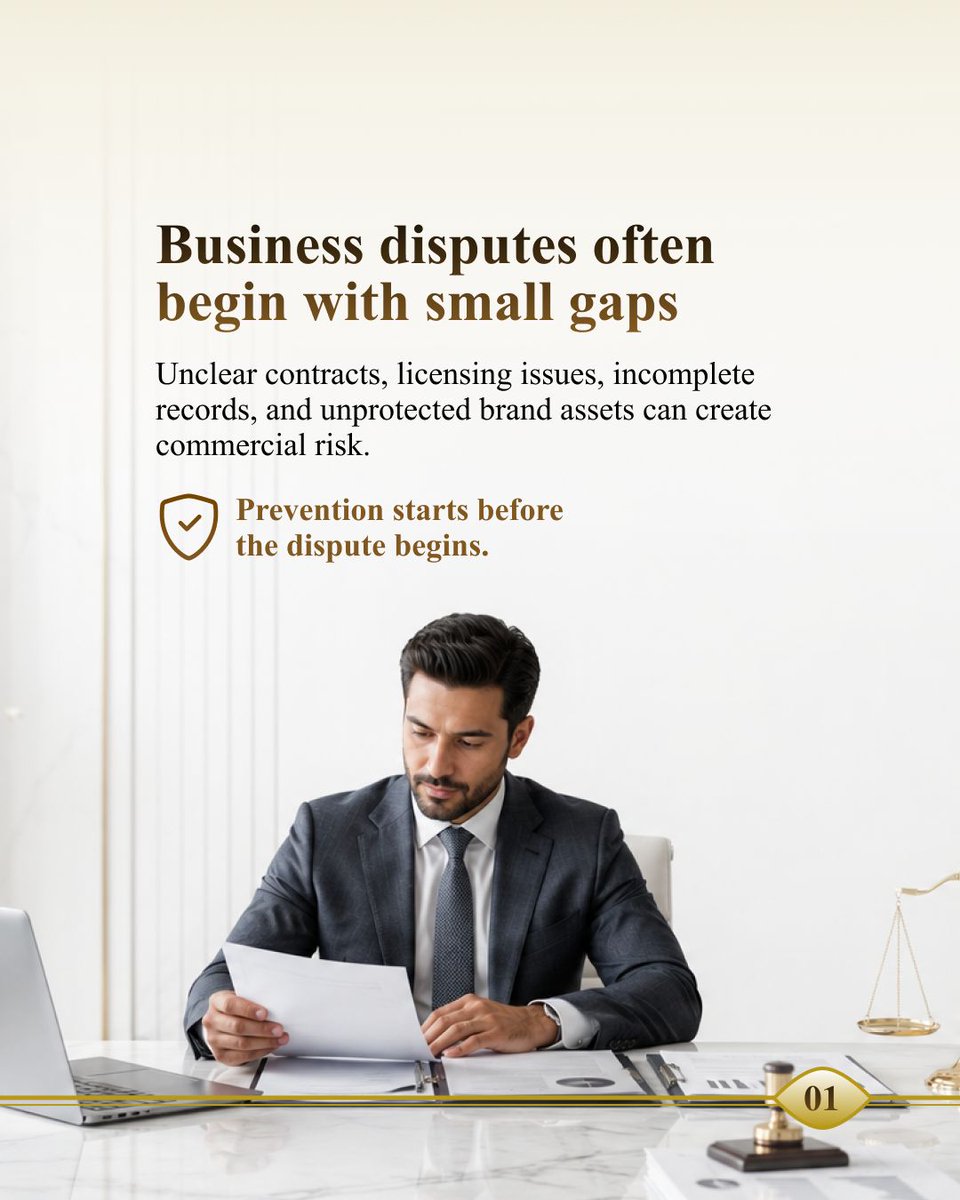 AliAleterUAE's tweet photo. Protect your business before disputes arise.

Clear contracts, proper licensing, complete corporate records, and protected trademarks can help reduce legal and commercial risk.

📞 +971 50 560 4661
🌐 https://t.co/qahreUiZp9

#CorporateLaw #UAELaw https://t.co/kuFsOHwuqP