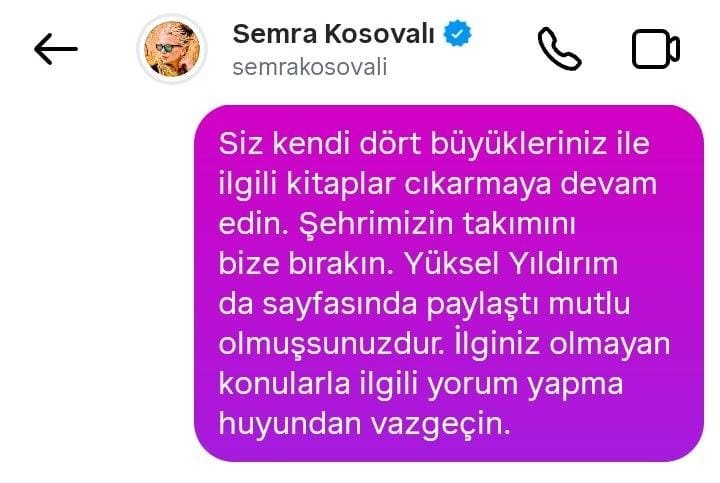 CabbarNoyan's tweet photo. Samsunspor Başkanı Yüksel Yıldırım'ın sosyal medya hesabı X'den paylaştığı Semra Kosovalı;

"Haddini bil, ben Yüksel Yıldırım'a benzemem. Bafra'dayım. Konum atayım gel, nasıl yorum yapılır gösterelim. Cahil özgüveninize gerçekten şaşırıyorum. Cahil sürüsü, Samsun için ne yaptınız da konuşuyorsunuz seviyesizler" dedi.

#Samsunspor #Samsun