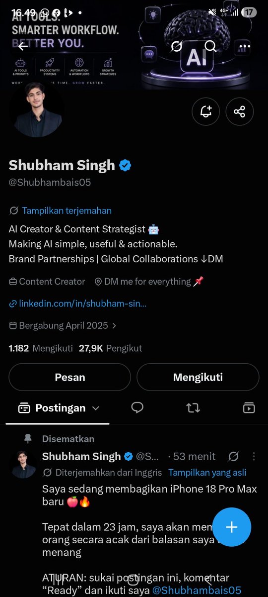 pacarjuhoon_3's tweet photo. @Shubhambais05 Followed https://t.co/MmDAoY3mTq