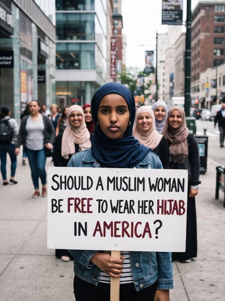 IvankaTrumtl0h's tweet photo. SHOULD A MUSLIM WOMAN BE FREE TO WEAR HER HIJAB IN AMERICA? https://t.co/ONnaF3hfC3