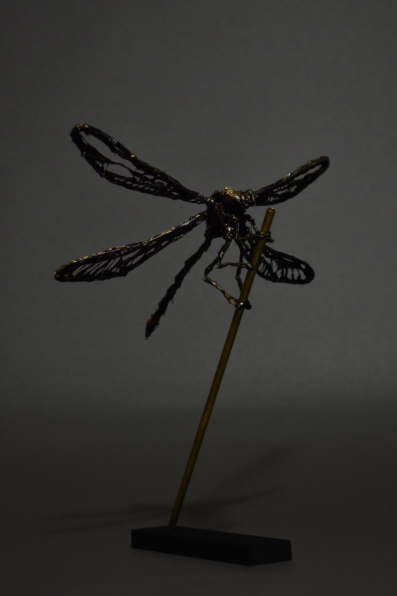 oleo_arts's tweet photo. グルーガンでハグロトンボを制作しました！

今回初めて金属箔を使用して着色してみました

#グルーガンアート https://t.co/CBS2M7HANW