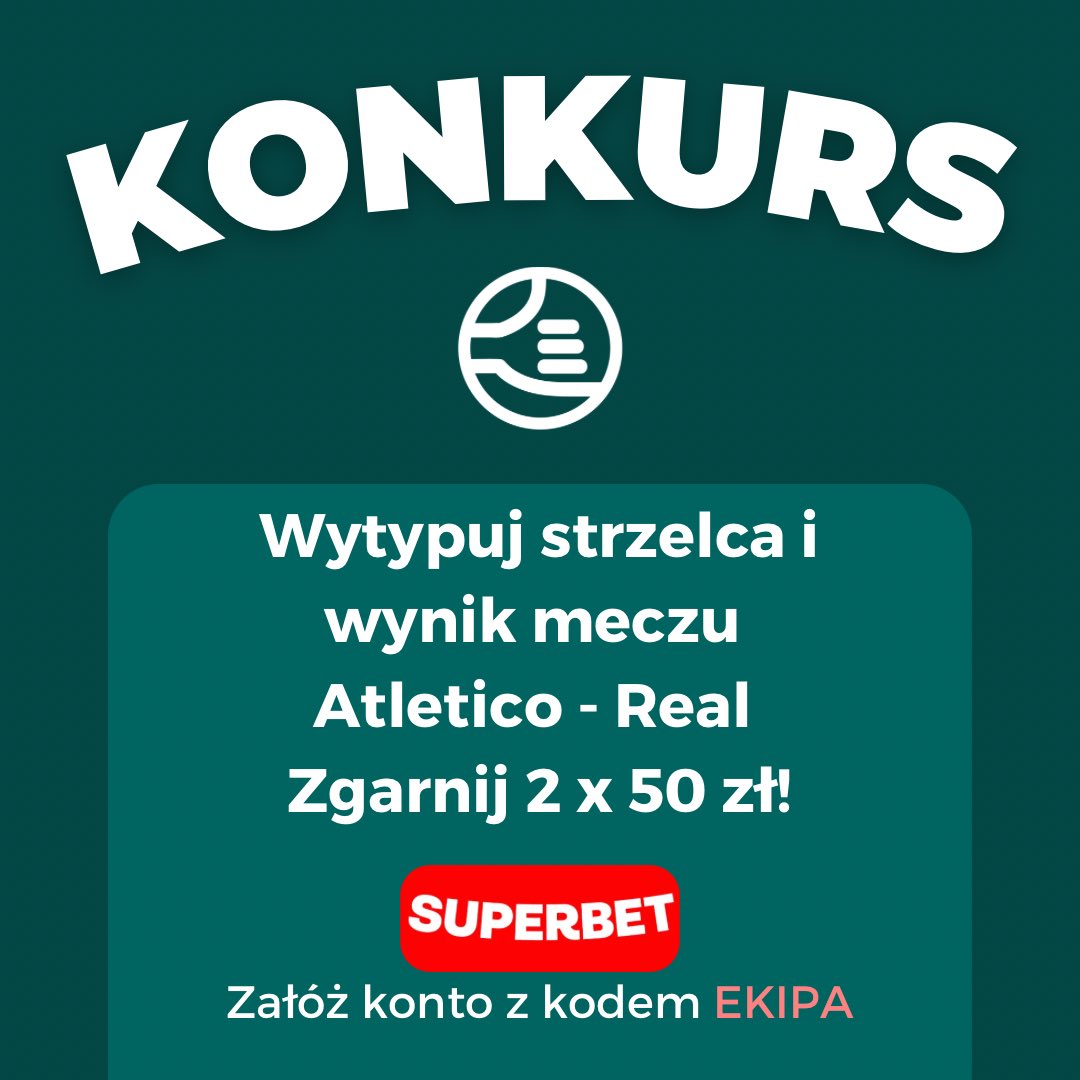 betekipa's tweet photo. DERBY MADRYTU! ⚽️🏴󠁧󠁢󠁥󠁮󠁧󠁿

👉 Obserwuj ten profil i zostaw ❤️ pod tym postem 
👉 Retweet
👉 Wytypuj wynik i strzelca w meczu Atletico - Real
🏅Nagroda: 2x50 PLN dla dwóch losowych osób z poprawną odpowiedzią 
🕓 Czas do 20.09, 16:14 https://t.co/ws4EYG18iY