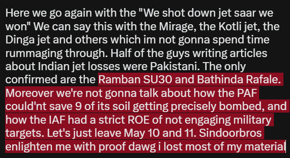 _nirvanapunk's tweet photo. We provided sat images and paf showed ai vids, and most of the claimed shootdowns flew in the Republic day flypast. Except BS001 which confirms shootdown. PAF superior but couldnt stop infra getting razed. Post 19 PAF invested in A2A while IAF S2A , we had kills from surface more https://t.co/jEujUbyn3p