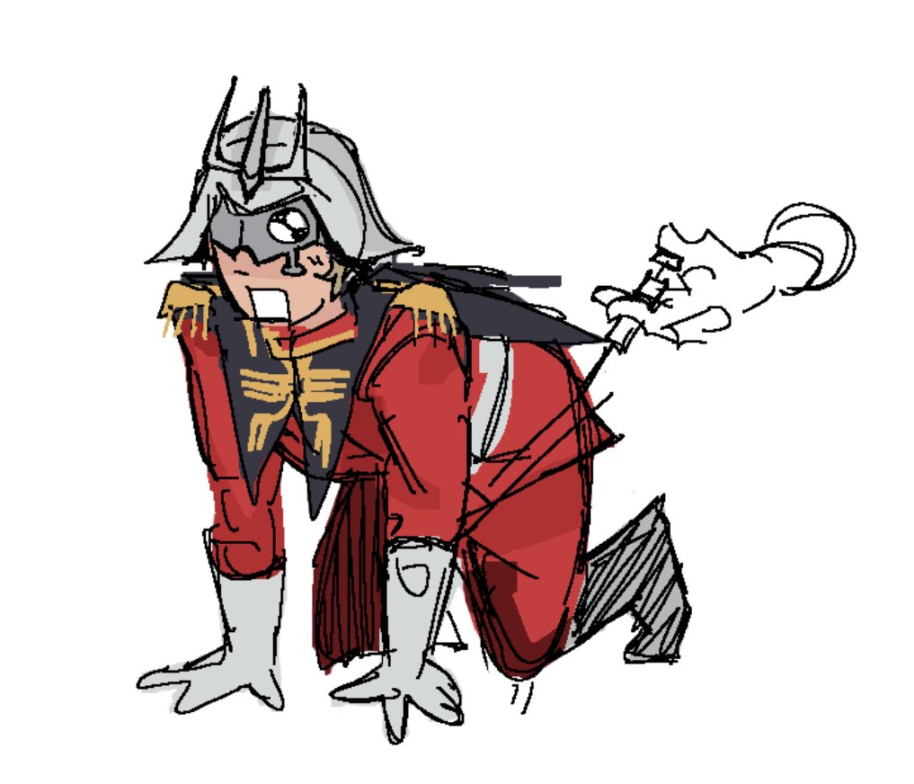 partsurgery's tweet photo. dont know a single thing about gundam but my friend wanted me to draw char getting euthanised https://t.co/WVBwlBnBNr