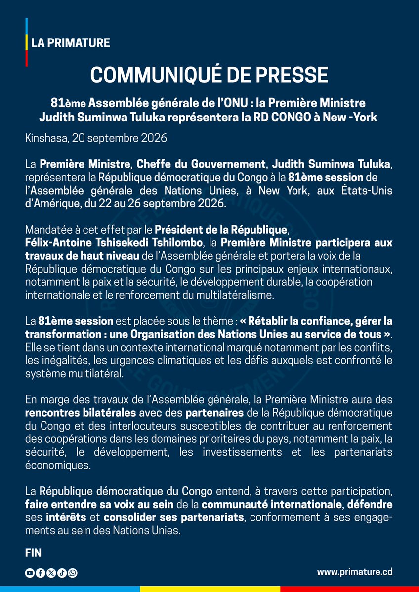 PrimatureRDC's tweet photo. #Communiqué https://t.co/8H6onXXRYH