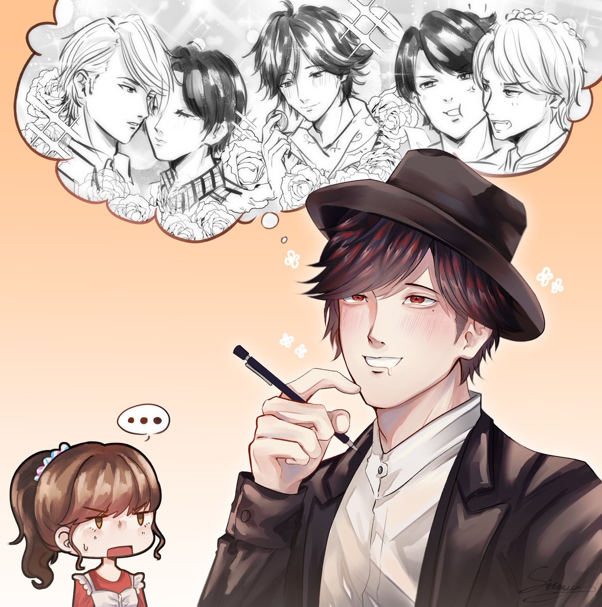 kage_sia's tweet photo. Touma got side tracked it seems... https://t.co/La8Al81xVy