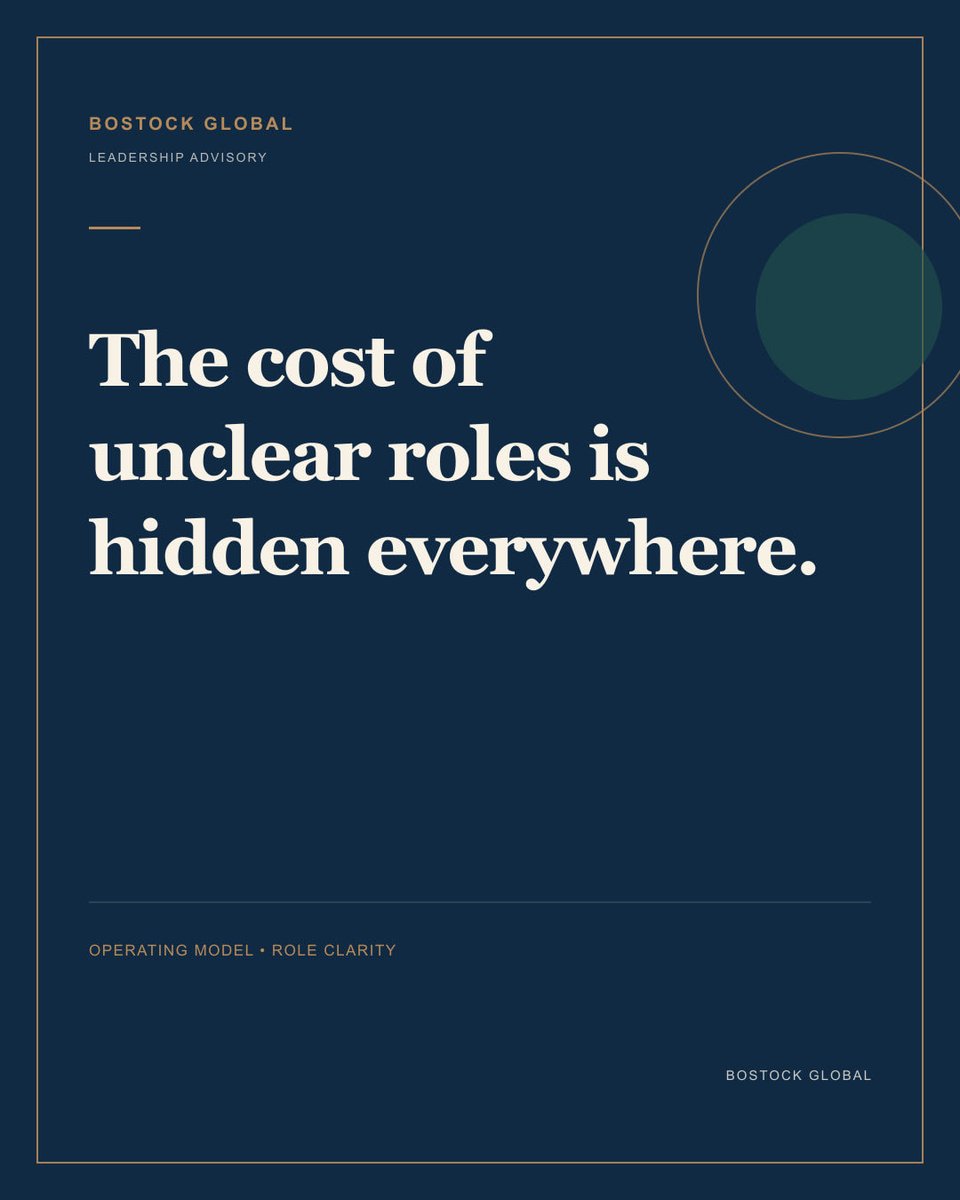 CheyenneBostock's tweet photo. Role ambiguity creates duplicate effort, slow decisions, and unnecessary tension. Clear lanes create momentum.
When a decision stalls, ask: who owns the callโand who needs to be consulted?
#BostockGlobal #LeadershipAdvisory #ExecutiveLeadership #Operatingmodel https://t.co/cgcCMLdeUw