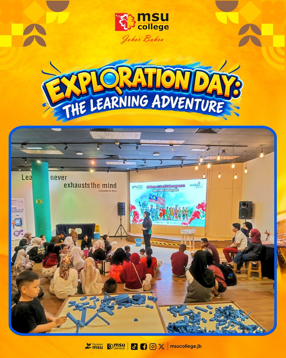 msuc_jb's tweet photo. Learning meets adventure at Exploration Day. Participants included children from Tadika Ceria Min &amp; MSUC JB staff members’ children. They explored exciting activities, guided by our dedicated college student facilitators under Pn.Norzita’s supervision. https://t.co/uJ4soHZ7p5