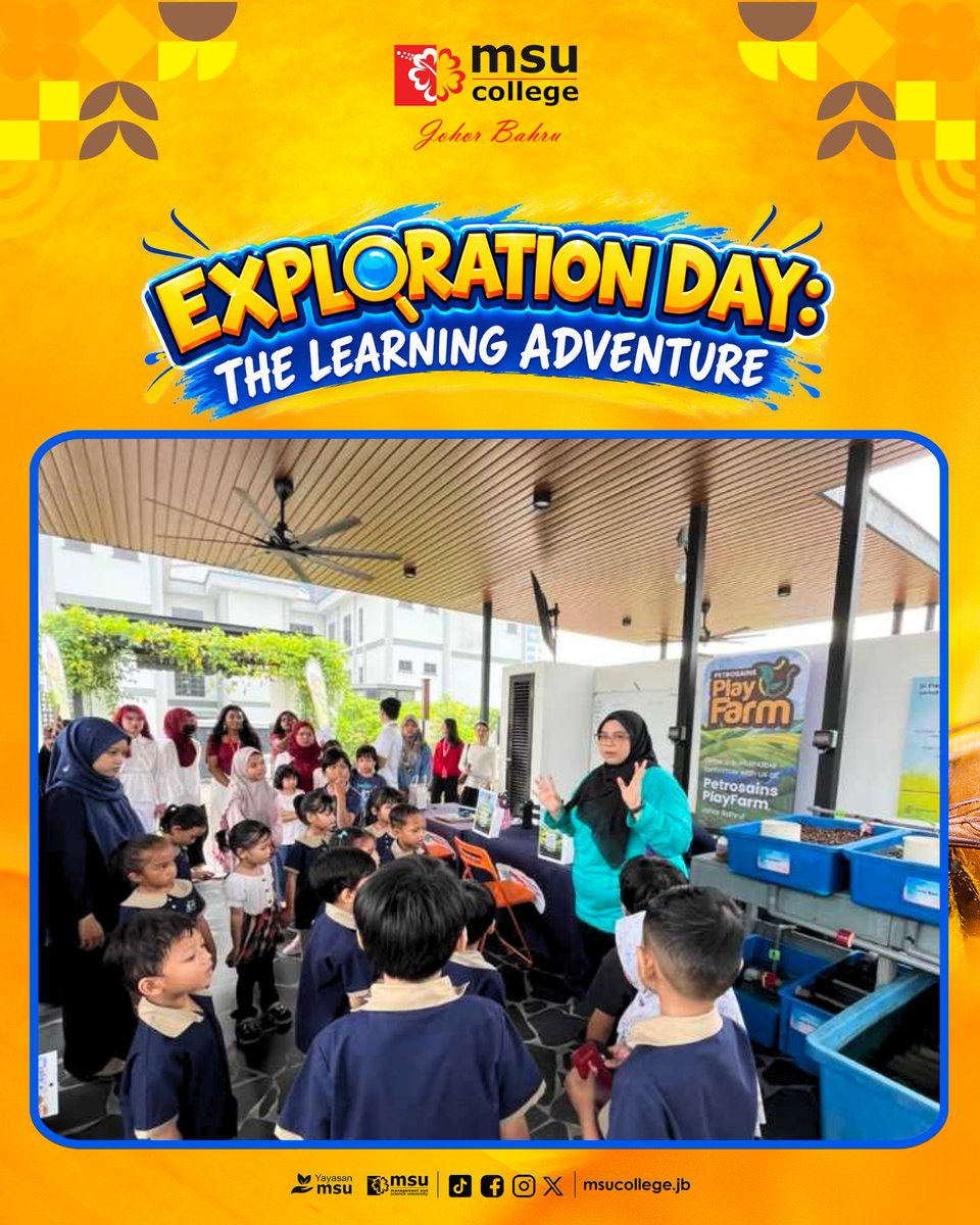 msuc_jb's tweet photo. Learning meets adventure at Exploration Day. Participants included children from Tadika Ceria Min &amp; MSUC JB staff members’ children. They explored exciting activities, guided by our dedicated college student facilitators under Pn.Norzita’s supervision. https://t.co/uJ4soHZ7p5